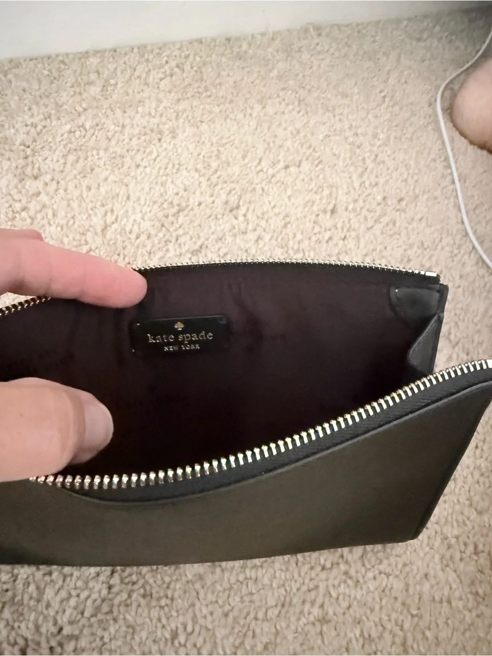 kate spade Black Leather Zip Wristlet Clutch